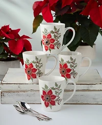 Certified International Festive Blooms Mugs, Set of 4