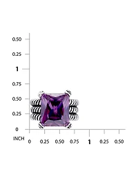 Macy's 18.0 Cttw 12x15mm Pink Emerald Cut Cubic Zirconia Center Stone On Triple 3mm Lt Oxidized Twist Rope Band Statement Ring