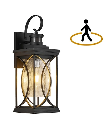 Asagikoiai 18" Dusk to Dawn Outdoor Wall Lantern, 3-Mode Motion Sensor Exterior Fixture