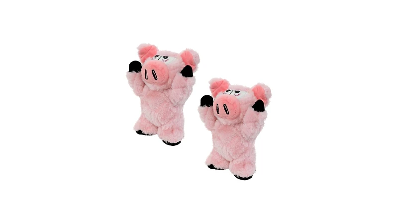 Mighty Jr Angry Animals Pig 2 Pack, Durable Plush Squeaky Dog Toy