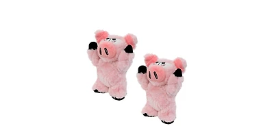 Mighty Jr Angry Animals Pig 2 Pack, Durable Plush Squeaky Dog Toy