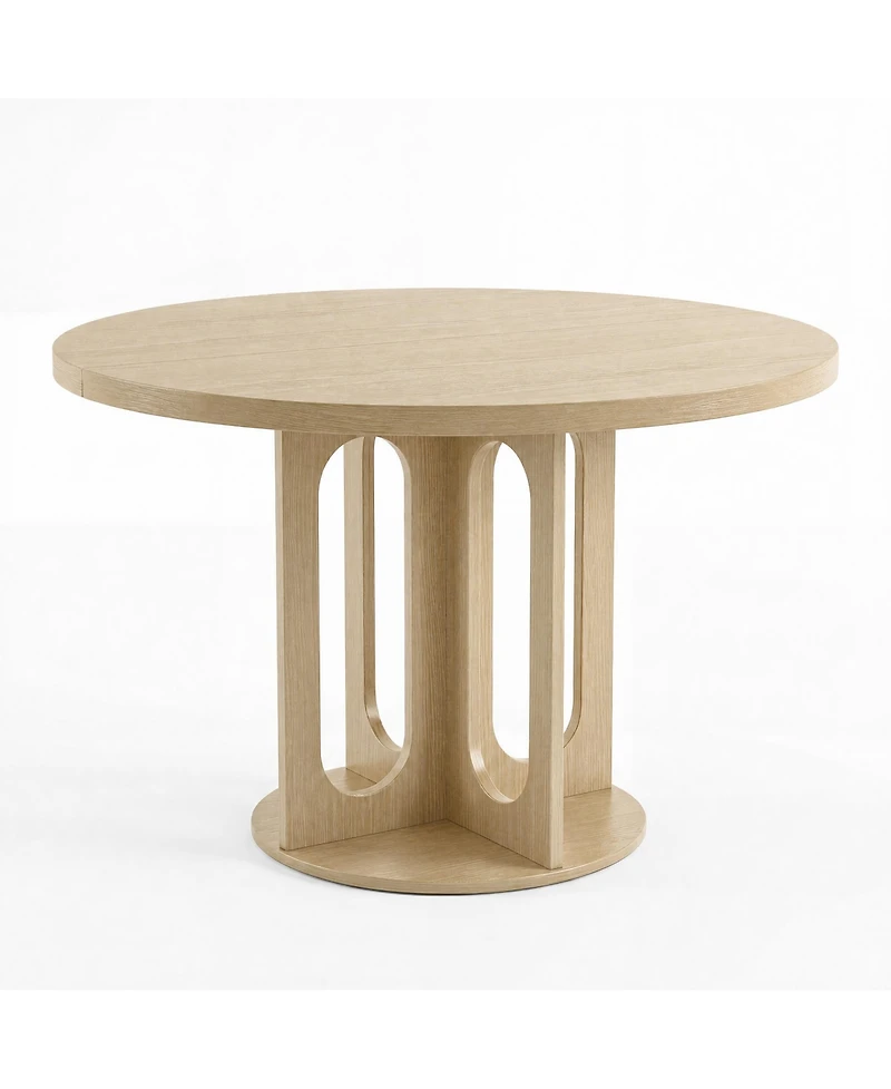 Gaomon 47" Wood Color Round Dining Table for 4-6, Cross Pedestal Base Kitchen Breakfast Table