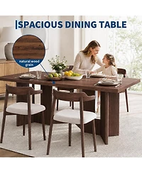 Gaomon 77" Rectangular Dining Table with Slab Panel Base, Seats 4-6, Vintage Walnut Finish