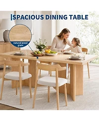 Gaomon 77" Rectangular Dining Table with Slab Panel Base, Seats 4-6
