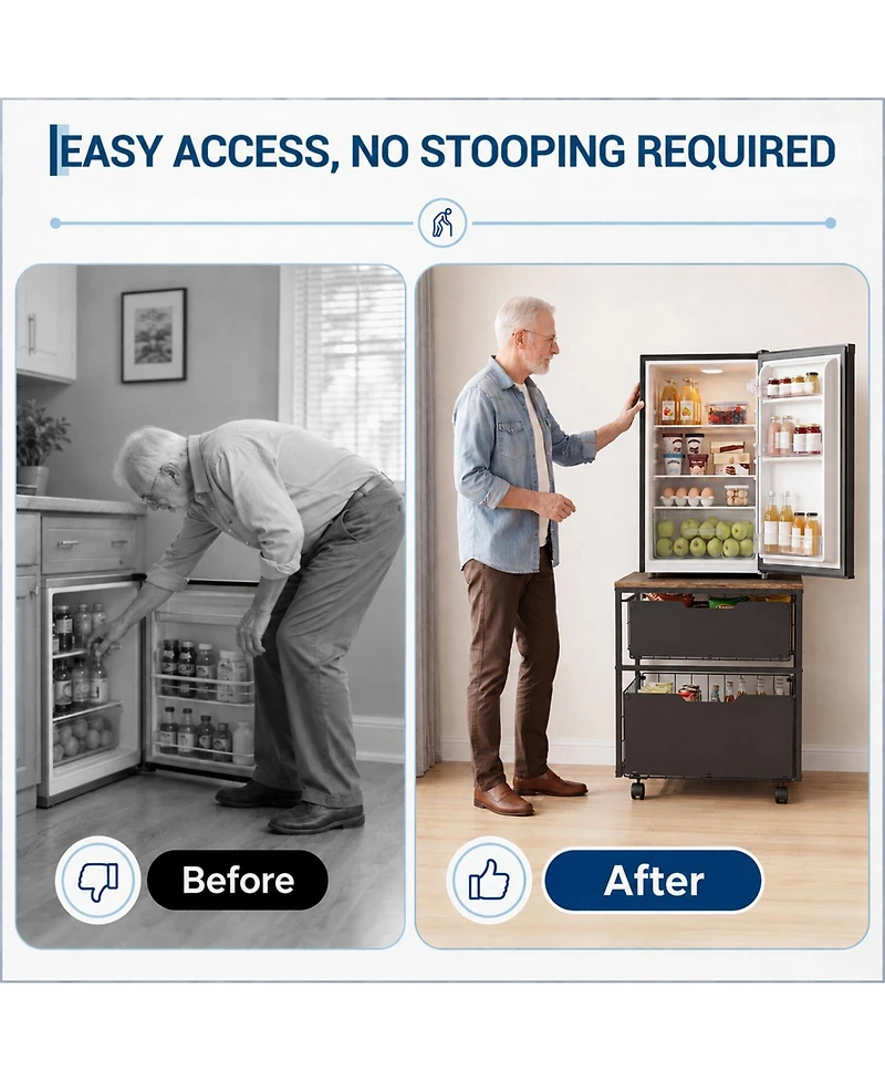 homfan 2-Tier Mobile Storage Cabinet with Metal Drawers and Wheels, 300 lbs Top