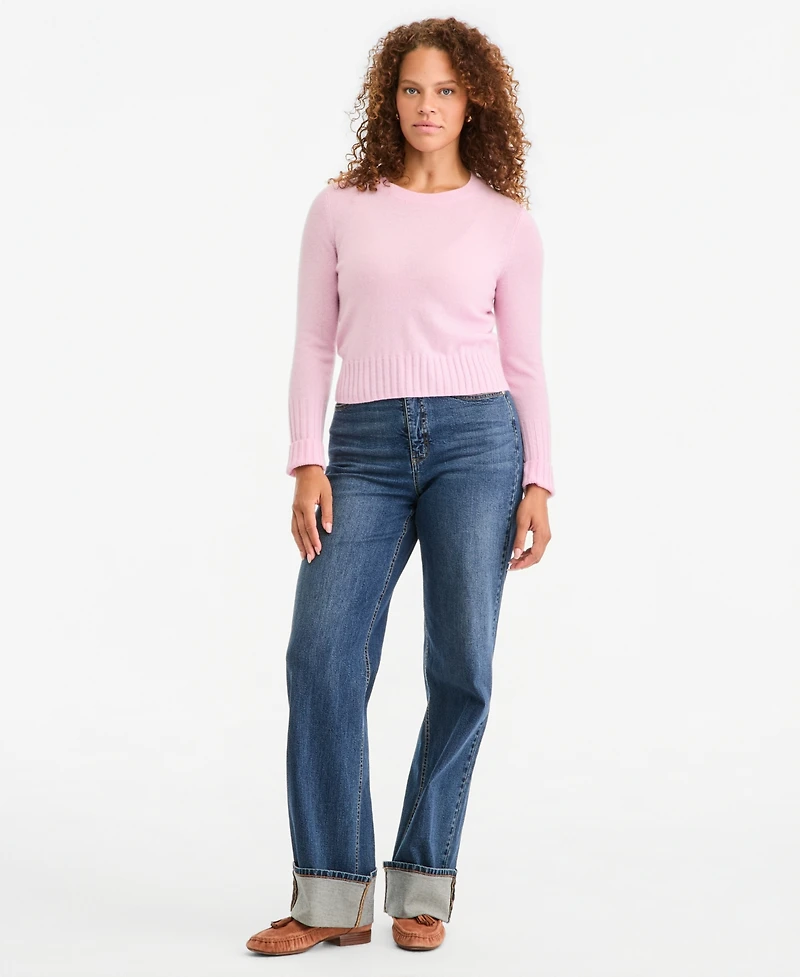 On 34th Women's Cashmere Crewneck Shrunken Pullover Sweater, Macy's Exclusive