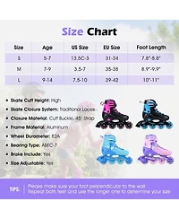 Hongge Light-Up Adjustable Inline Skates, Sizes 13.5C-3, Ages 5-7