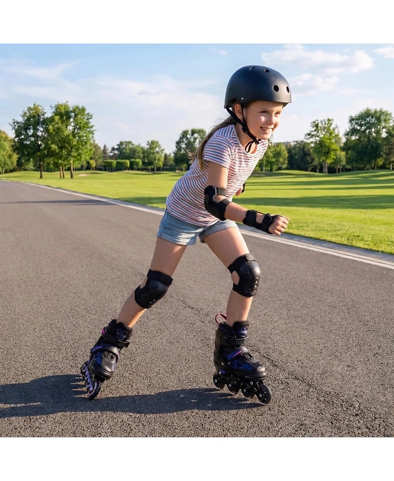 Hongge 4-Size Adjustable Light-Up Wheel Inline Skates, Ages 7+