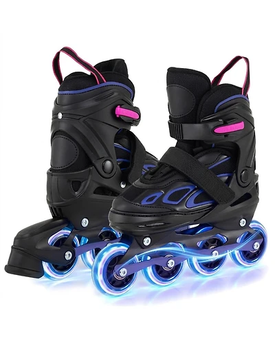 Hongge 4-Size Adjustable Light-Up Wheel Inline Skates, Ages 7+