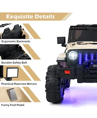 Hongge 12V Kids Ride-On Jeep Car with Parental Remote Control and Led Lights, 44"L x 30"W x 26.5"H, 77 lbs, Ages 3+