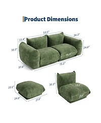 homfan Loveseat Sofa, Cloud Couch with 23.2" Deep Seat, Chenille Fabric Modern Sofa Set with High Resilience Sponge for Living Room, Apartment
