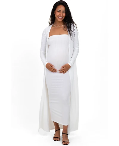 Pinkblush Women's Ribbed Sleeveless Dress Cardigan Set