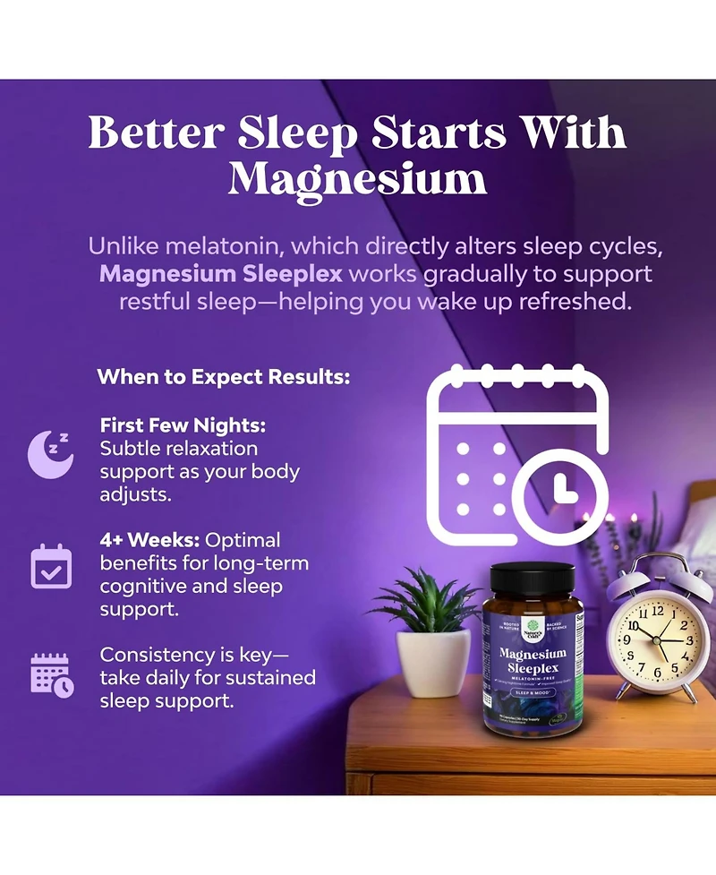 Nature's Craft Magnesium Sleep Support with Magtein Magnesium L-Threonate, Apigenin & L-Theanine for restful sleep. 90 capsules.