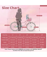 Hongge 20-Inch Mermaid Girls Bike with Dual Brakes and Front Basket, Ages 8+