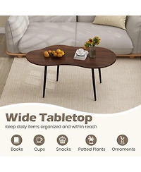 Sugift Cloud-Shaped 39.5-Inch Coffee Table with Curved Edges and Metal Frame