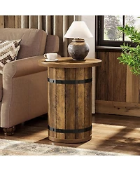 Tribesigns Round End Table, Industrial Side Table, 19.7-Inch