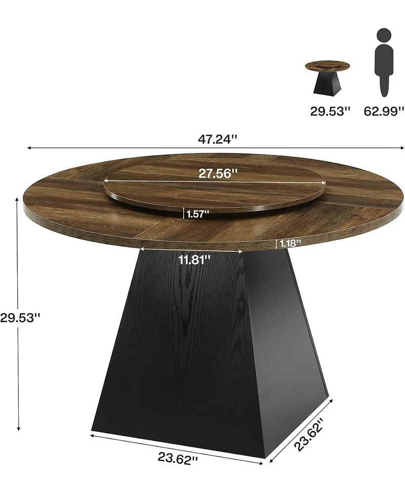 Tribesigns 47.24" Round Dining Table with Detachable Lazy Susan