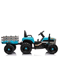Yobtop 24V Kids Electric Ride On Tractor with Trailer, Remote Control, 3 Speed, Ages 3+