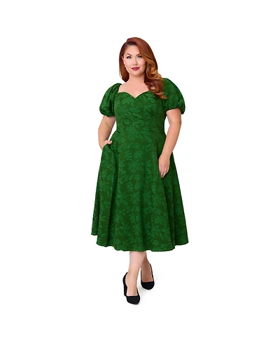 Unique Vintage Plus Jacquard Sweetheart Swing Dress