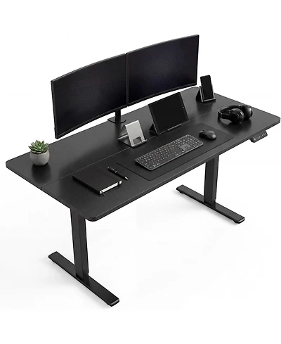 homfan 47"x24" Black Electric Sit-Stand Desk, 2-Fold Top, Height Adjustable, 176 lbs