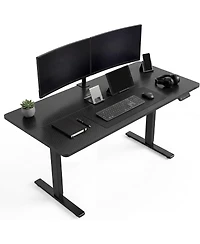 homfan 47"x24" Black Electric Sit-Stand Desk, 2-Fold Top, Height Adjustable, 176 lbs
