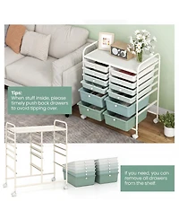 Sugift 12-Drawer Rolling Storage Cart with Removable Drawers and Lockable Wheels