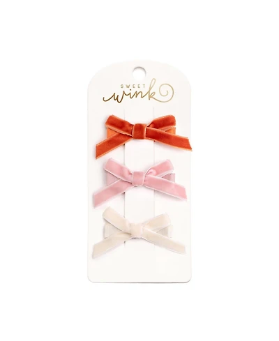 Sweet Wink Little and Big Girls Mini Velvet Bow Clip Set
