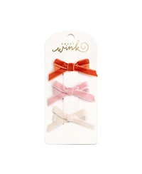 Sweet Wink Little and Big Girls Mini Velvet Bow Clip Set