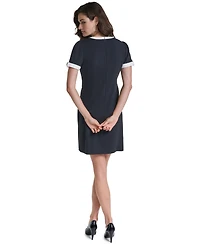 Karl Lagerfeld Paris Women's Scuba Crepe Shift Dress With Contrast Framing