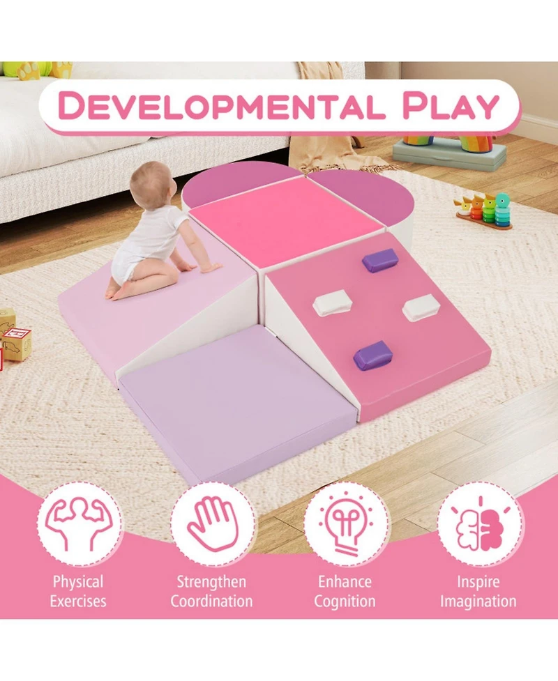Sugift Toddler Standard Soft-Foam Climbing Triangle Ramp 6-Piece Play Set
