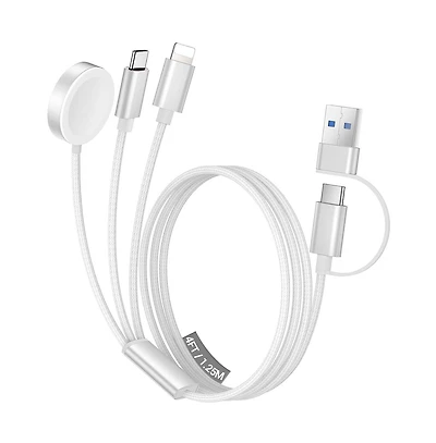 Artudatech 3-in-1 Charging Cable 15W 4ft for iPhone, Apple Watch, AirPods