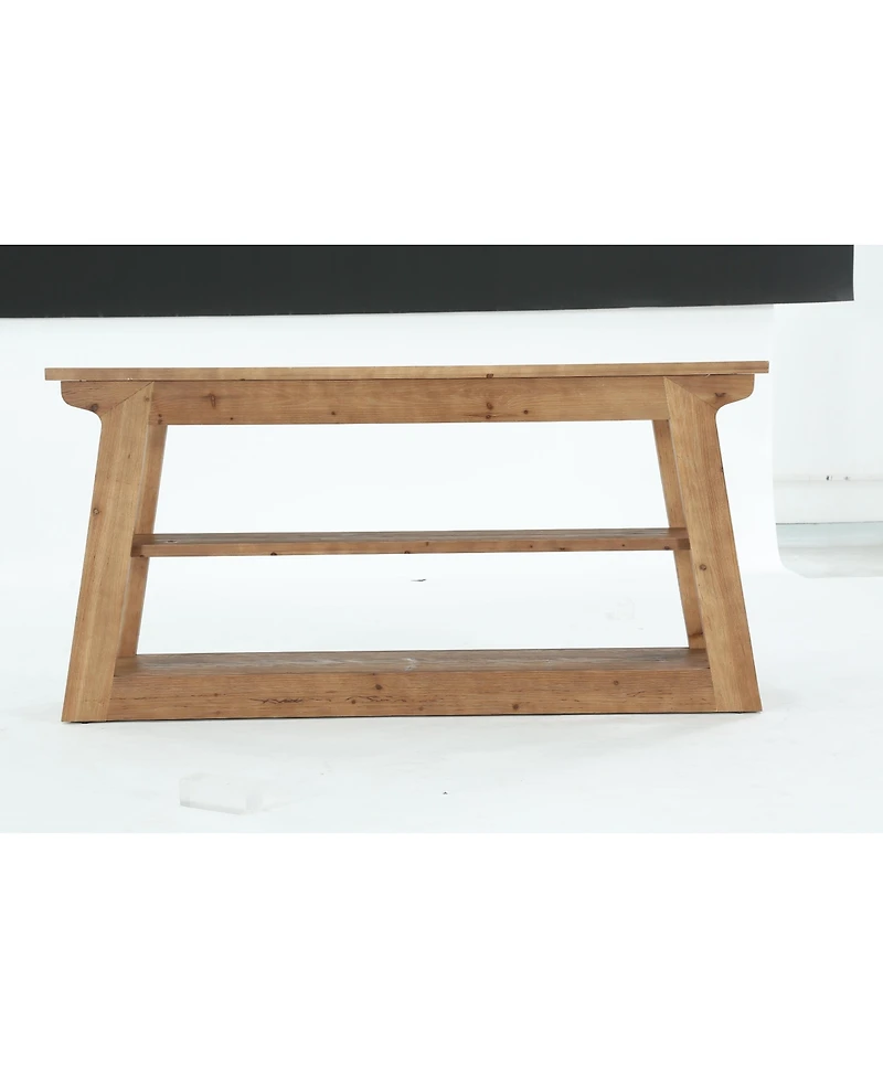 Tribesigns Console Table with Storage, Solid Wood Sofa Table | 3-Tier