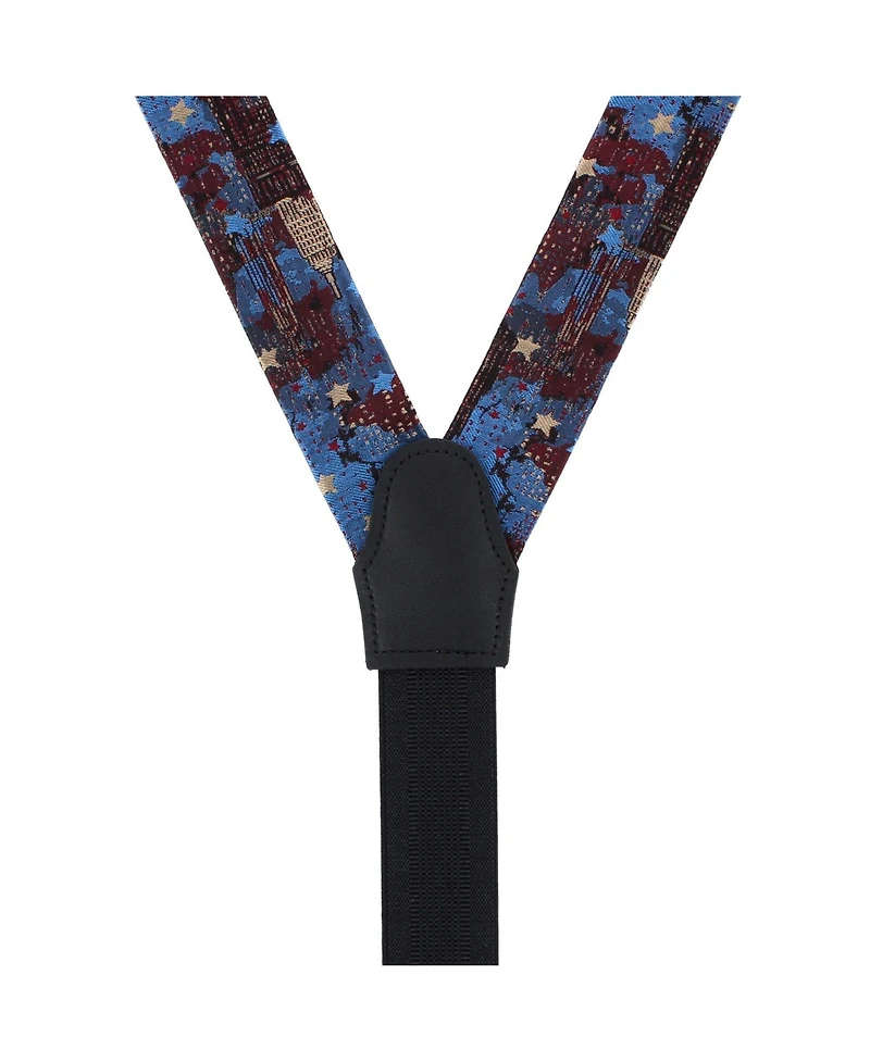 Trafalgar Men's Nyc Proud Silk Novelty Button End Suspenders