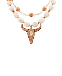Barse Longhorn Orange Sponge Coral Golden Necklace