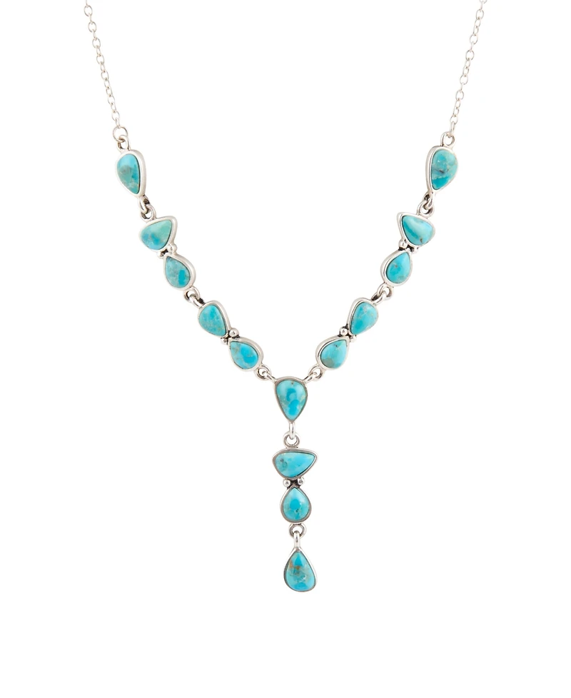 Barse Durango Blue Turquoise and Silver Y-Necklace