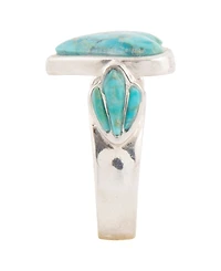 Barse Blue Turquoise Heart Silver Statement Ring