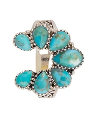 Barse Floral Blue Turquoise and Silver Ring