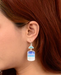Barse Scenic Beach Blue Larimar and Silver Drop Earrings