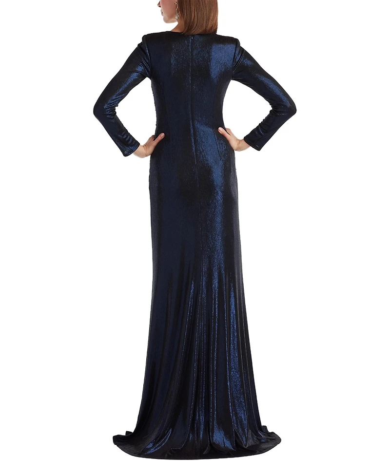 Tadashi Shoji Women's Esau Metallic Crisscross Draped Gown