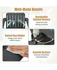 Sugift Set of 2 Outdoor Folding Adirondack Chairs with Cup Holder and 5-Level Backrest