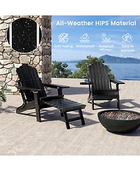 Sugift All-Weather Hips Adirondack Lounge Chair with Retractable Footrest and 4-Level Backrest