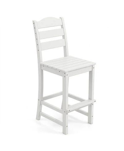 Sugift 30 in Hdpe Outdoor Counter Height Bar Stool with Back and Footrest
