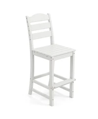 Sugift 30 in Hdpe Outdoor Counter Height Bar Stool with Back and Footrest