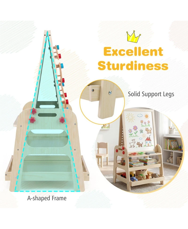 Hongge 2-in-1 Magnetic Art Easel and Marble Run Building Set, Ages 3+