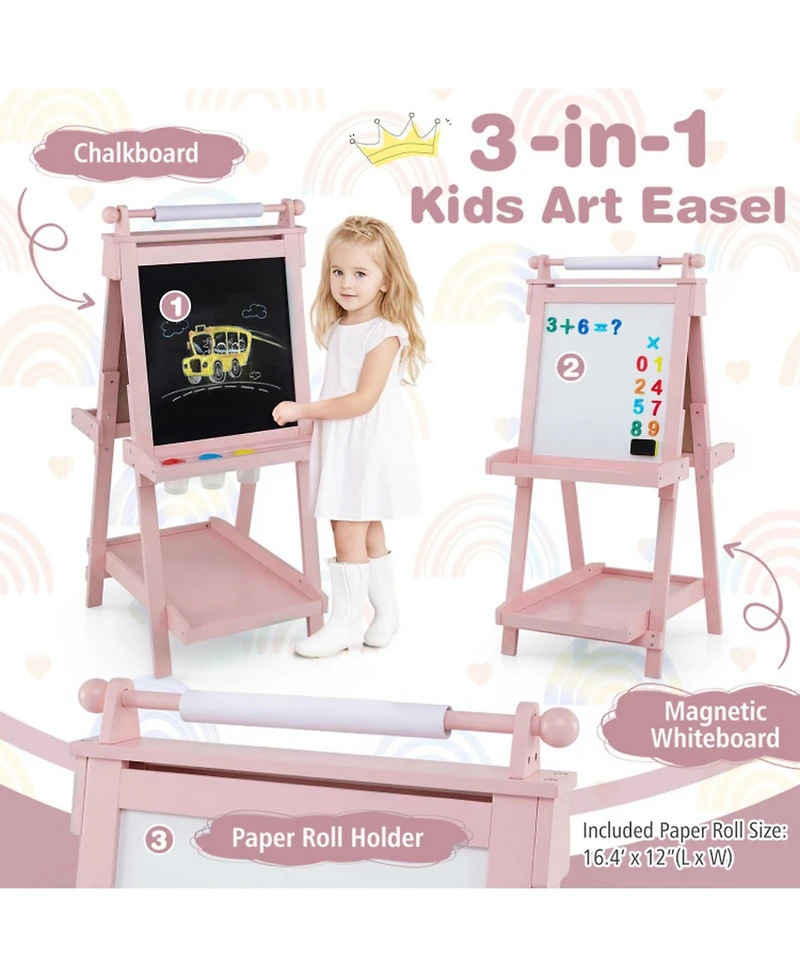 Hongge Foldable Double-Sided Art Easel with Paper Roll Holder