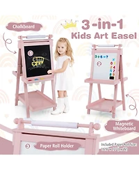 Hongge Foldable Double-Sided Art Easel with Paper Roll Holder