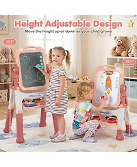 Hongge 4-in-1 Swivel Kids Art Easel, Adjustable Height