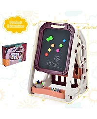 Hongge 3-in-1 Kids Art Easel Featuring Built-In Bookshelf Storage