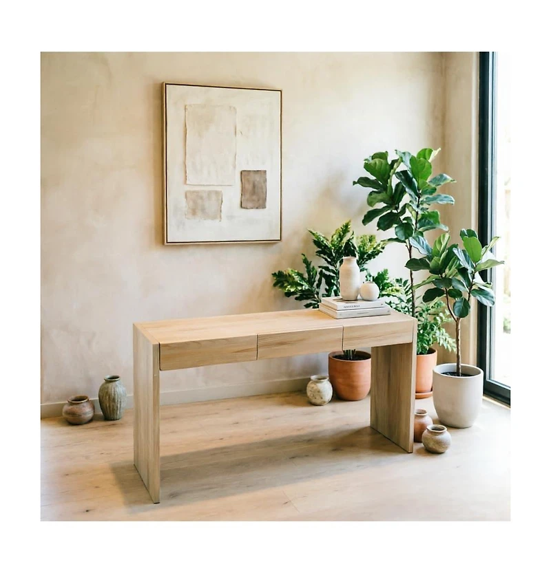 homfan 47.2" Console Table with 3 Drawers, Thickened Hallway Table with Large Storage, Entryway Sofa Table for Living Room, Tv Stand, Easy Clean
