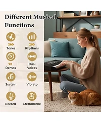 Sugift 61 Keys Beginners Electric Piano Keyboard Kit with Adjustable Stand and Stool